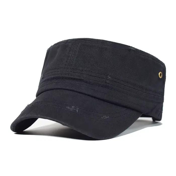 Casquettes plates en coton lavé quatre saisons pour hommes et femmes, casquette militaire, Design Un