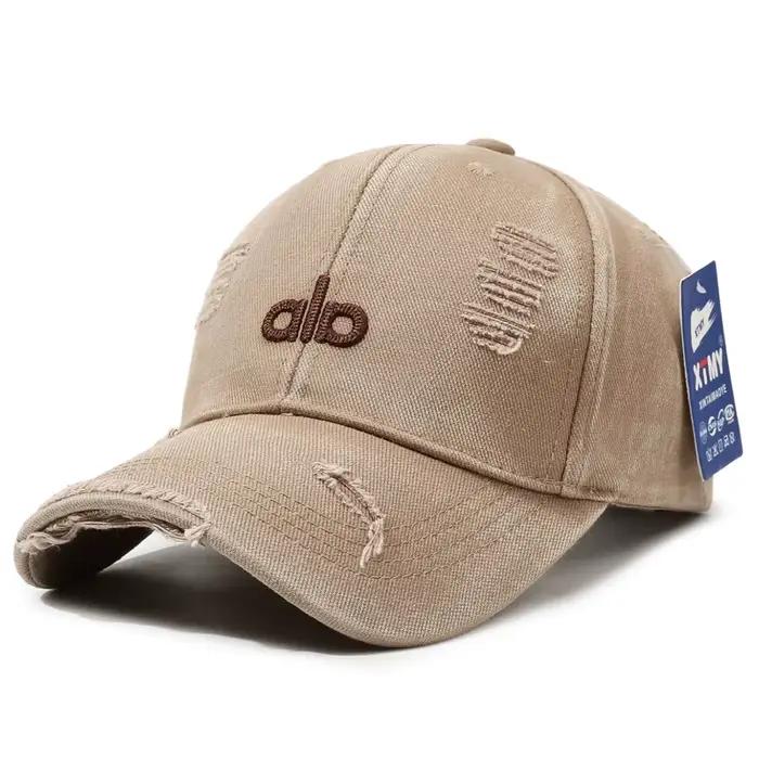 Casquette de baseball en jean délavé style américain vintage avec broderie de lettres, réglable, à v