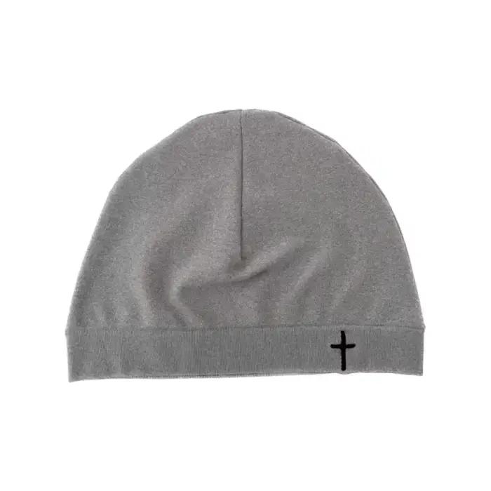 Chapeau de crâne tricoté brodé en croix pour couverture chaude d'automne et d'hiver, chapeau en Nylo