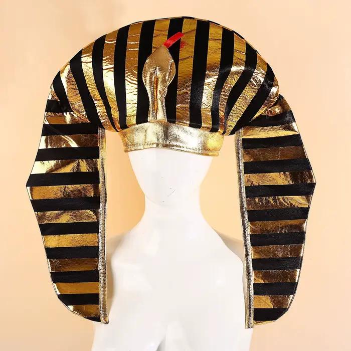 Chapeau de pharaon en or égyptien, cosplay, mythe ancien, forme de tête de serpent, chapeaux de roi,