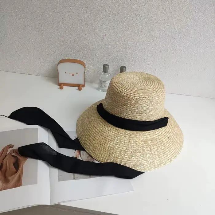 Nouveau Style sangle paille tige mode fronde chapeau de soleil femmes printemps et été Protection so