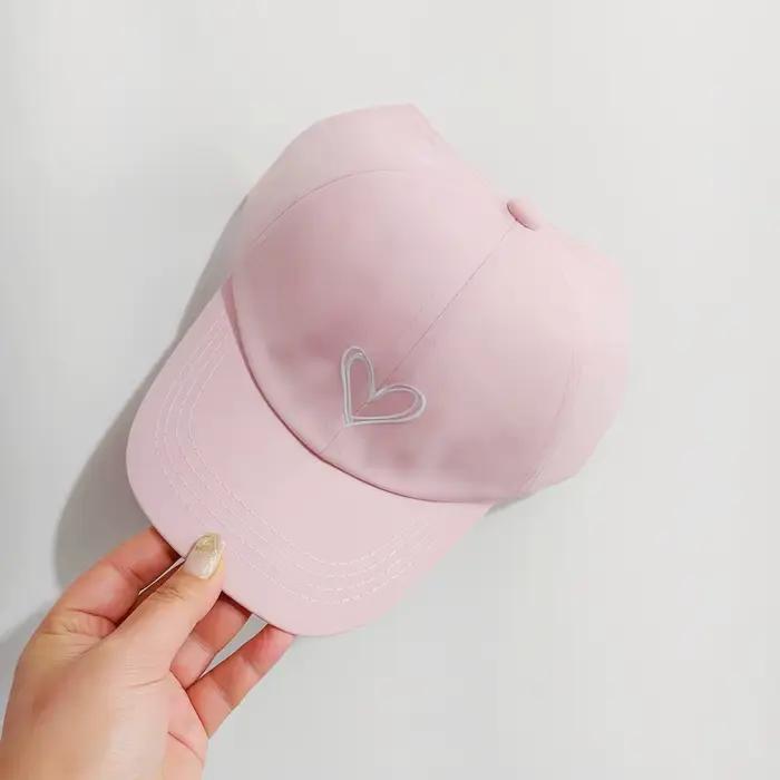 Casquette de baseball brodée Cœur d'amour mignon pour garçons et filles, casquette d'été simple et d