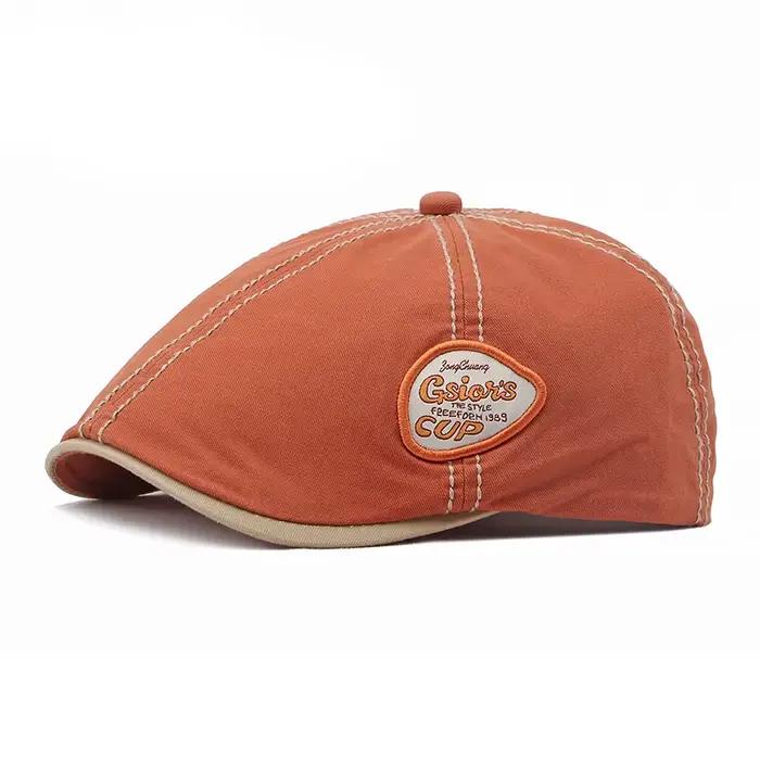 Béret de style britannique rétro brodé de lettres, chapeau de peintre décontracté pour l'extérieur,