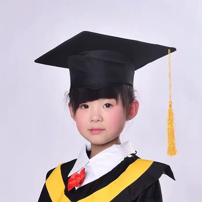 Chapeau de graduation pour enfants, toque, glands, plaque carrée décorative, unisexe, garçons, fille