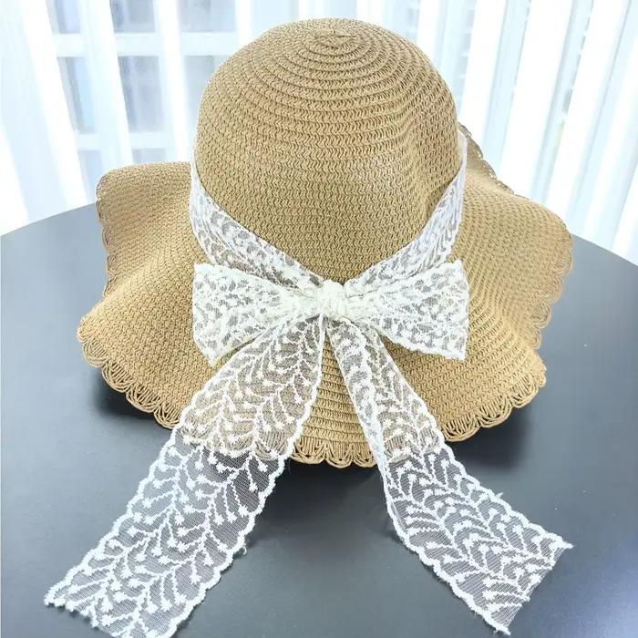 Chapeau de paille tendance pour femmes et filles, accessoire estival respirant et mignon