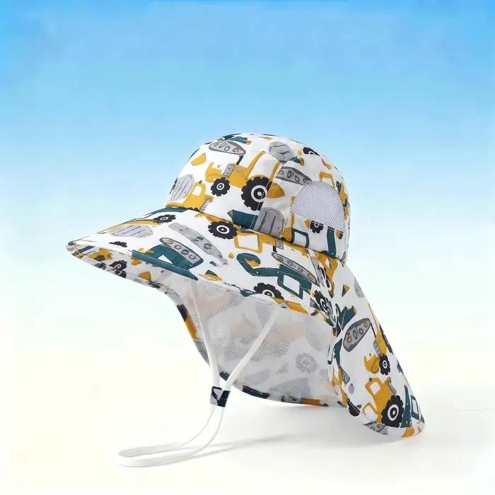 Chapeau de soleil à motif de dessin animé pour enfants avec bord pour garçons et filles, protection