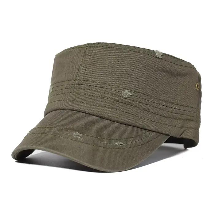 Casquettes plates en coton lavé quatre saisons pour hommes et femmes, casquette militaire, Design Un