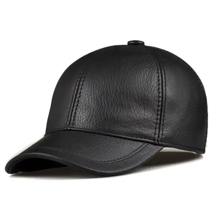 Casquettes de baseball en cuir véritable pour hommes et femmes, chapeaux Hip Pop, bonnet, langue de