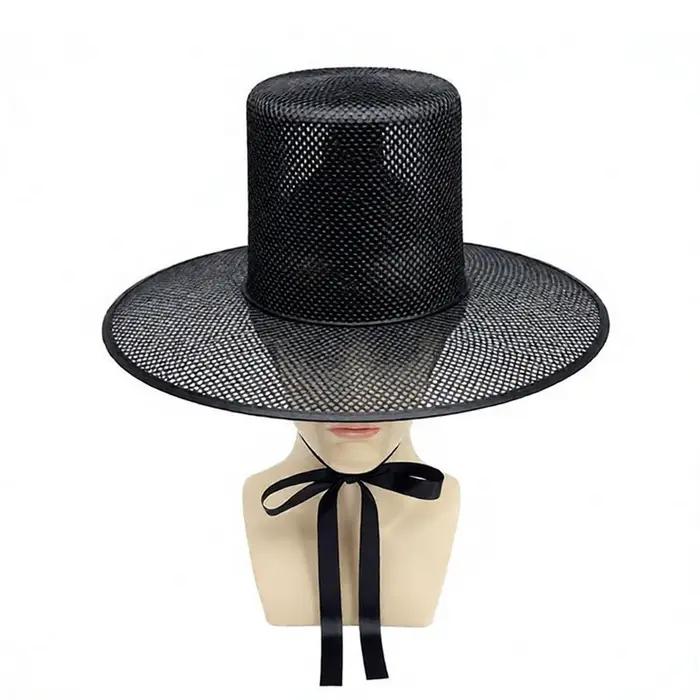 Chapeau coréen ancien avec cravate, large bord décoratif, couvre-chef léger