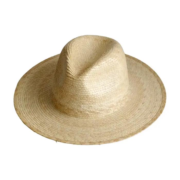 Chapeau Pork Pie d'été 100% feuille de palmier pour femme, visière naturelle en feuille de palmier,