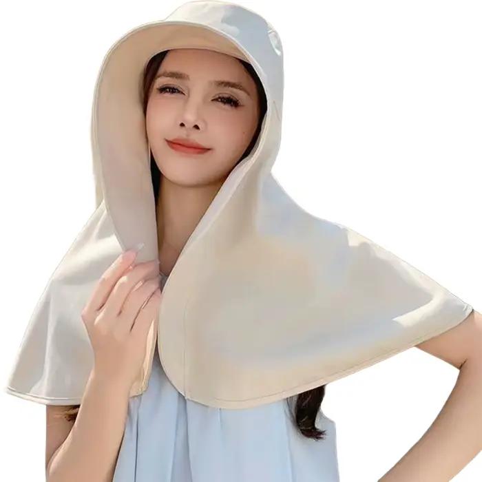 Chapeau de protection solaire intégrale pour femme avec rabat pour le cou, protection UV pour le vis