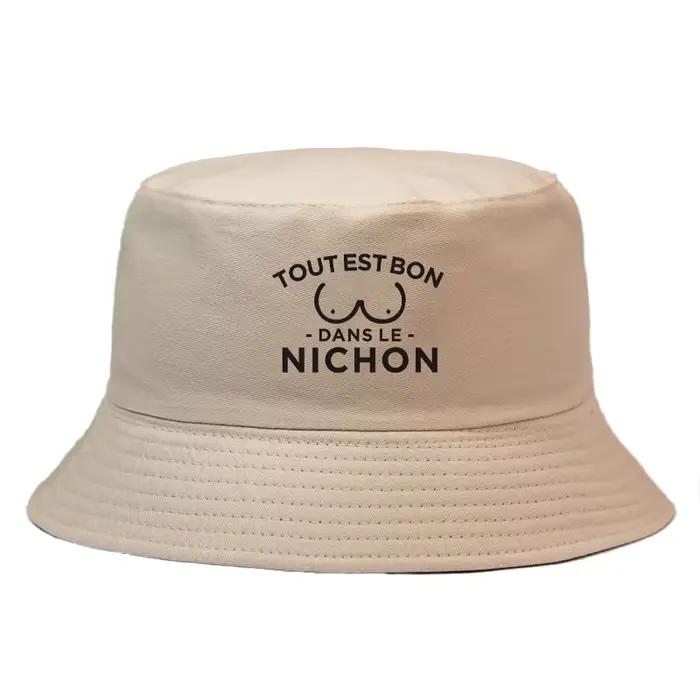 Casquette de pêcheur avec citation drôle en français « Tout est bien dans le nichon », imprimé, styl