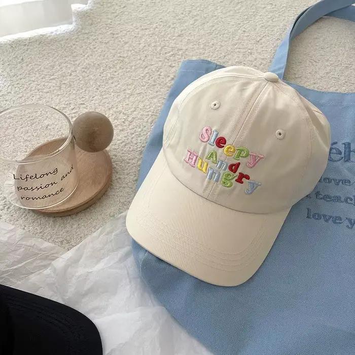 Casquette de Baseball avec lettres colorées pour femmes, chapeau à rabat brodé coréen, en coton, cha