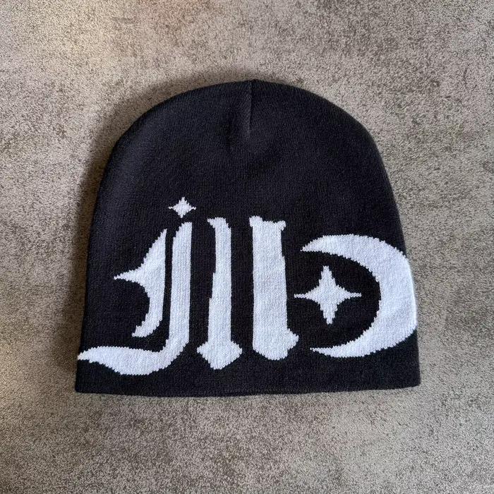 Casquette tête de mort en Jacquard, bonnet tendance en tricot avec lettres, chapeau chaud unisexe po
