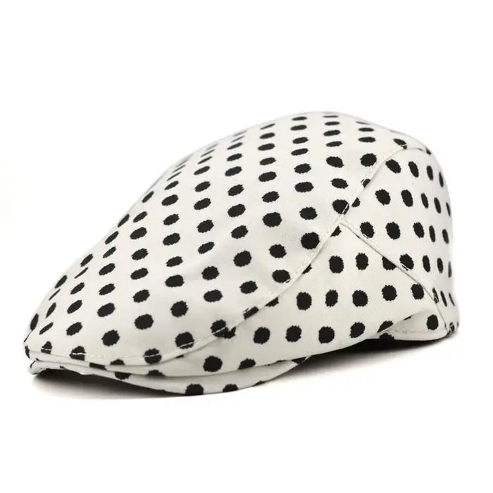 Casquette Gavroche Femme en Coton à Pois et Imprimé Léopard, Style Printemps 2026, Boina Mujer, Chap