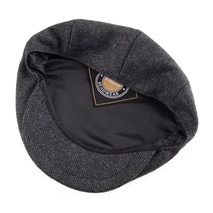 VOBOOM laine Tweed chevrons casquette plate casquettes gavroche hommes femmes classique taxiste pilo