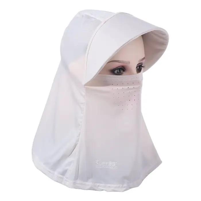 Chapeau de soleil anti-UV couleur unie avec protection du cou, casquette d'été anti-UV, anti-poussiè