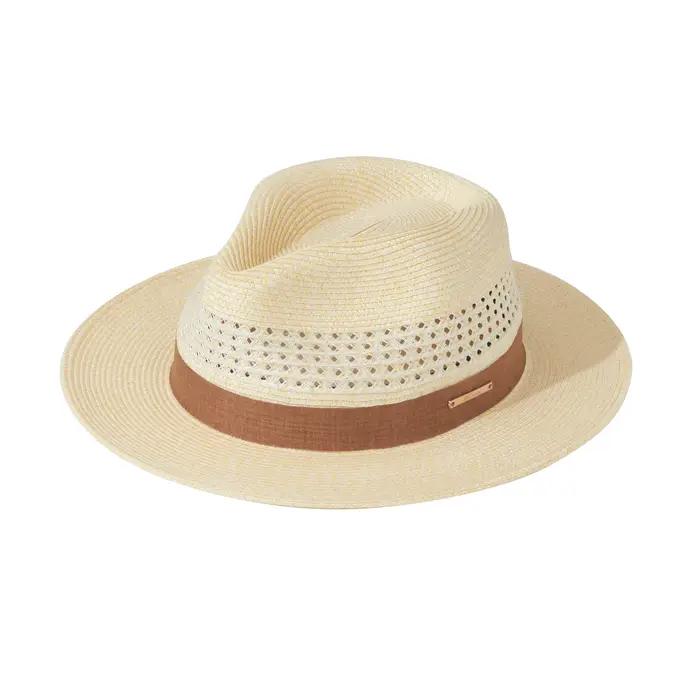 Chapeau de paille Panama - Chapeau de soleil à large bord, unisexe, chapeau de jazz de plage d'été r
