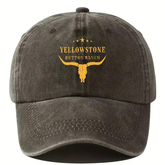 Chapeau de baseball imprimé rétro Yellowstone Dutton Ranch réglable - Noir Antique, Style décontract
