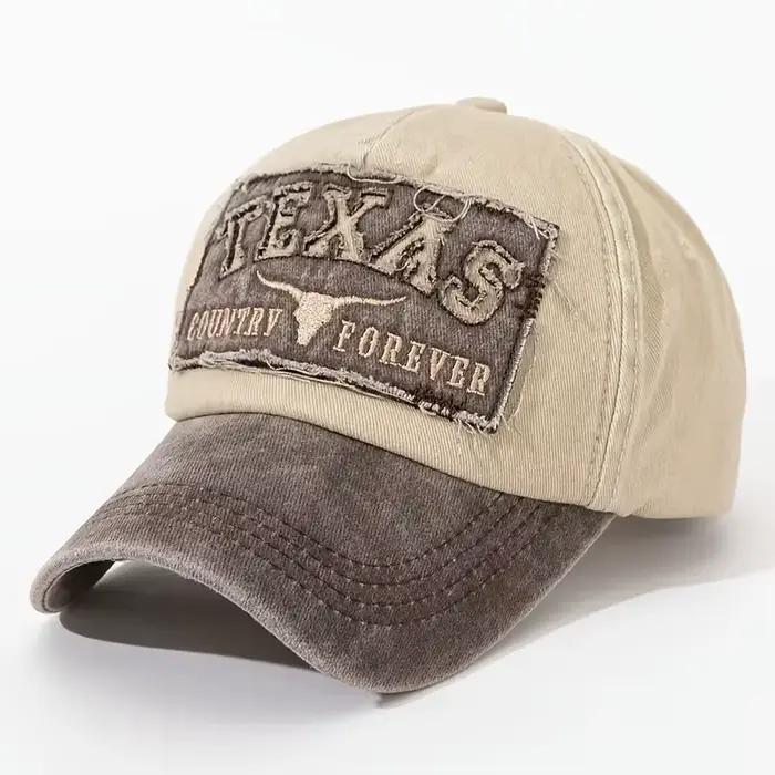 Casquette de baseball rétro Texas effet vieilli, casquette de camionneur brodée délavée, casquette C