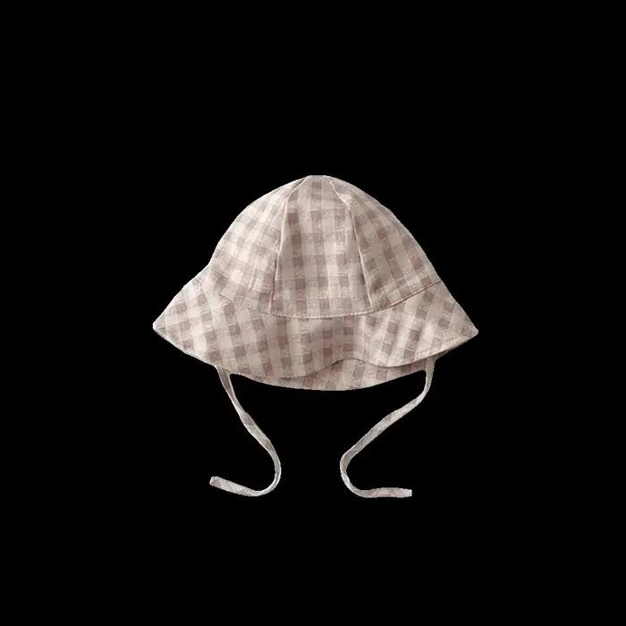 Chapeau Bob Panama à Large Bord pour Bébé, Motif à Carreaux et Pois, Protection UV, Respirant, Rayé,