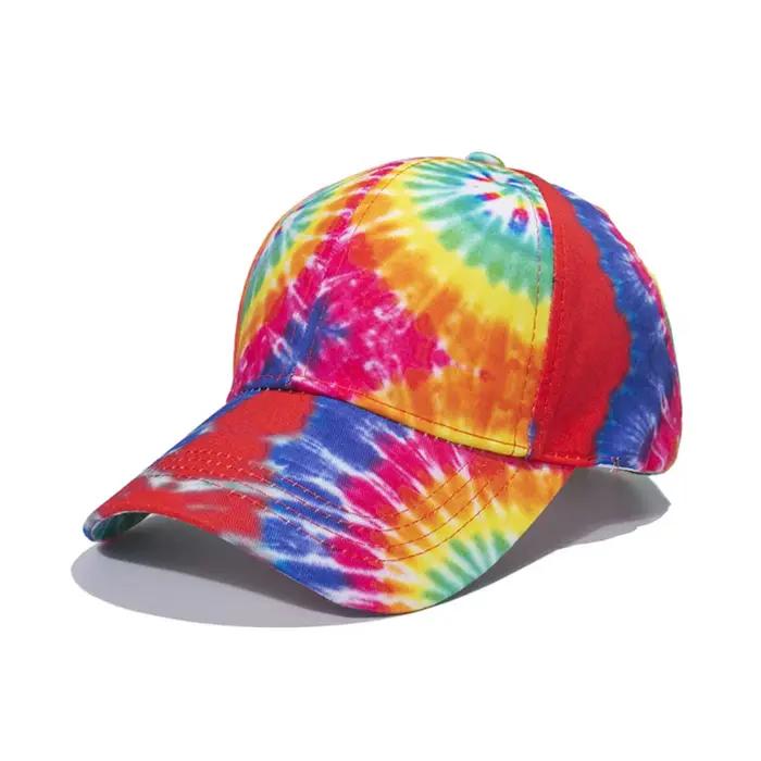 Chapeau de baseball à motifs imprimés en tissu teinté, style vacances insulaire, coloris vif et vari