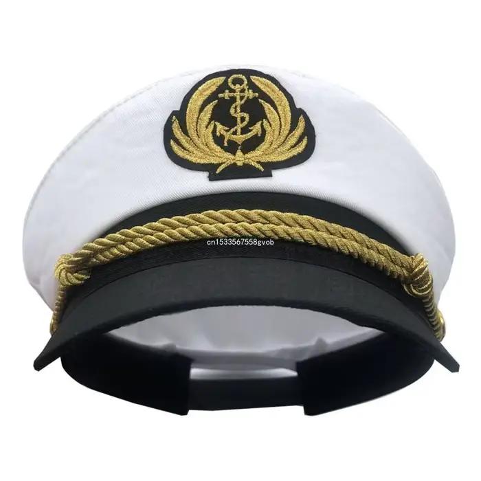 Chapeau de capitaine de yacht réglable pour hommes et femmes, costume de marin, chapeau de bateau ma