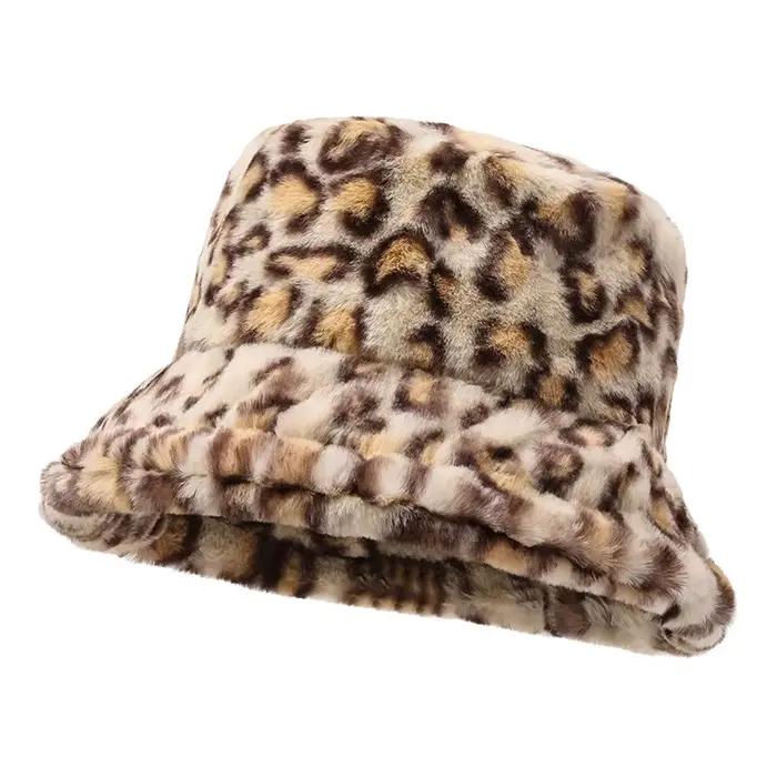 Chapeau polyvalent en peluche à imprimé léopard, chapeau chaud, chapeau de bassin, chapeau de chasse