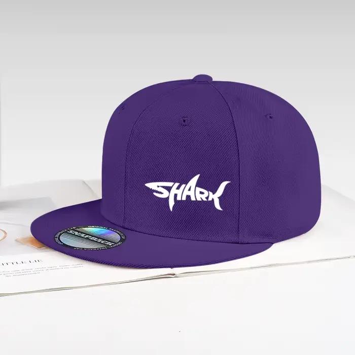 Casquette à visière plate avec imprimé lettre requin | Style streetwear hip-hop | Taille réglabl