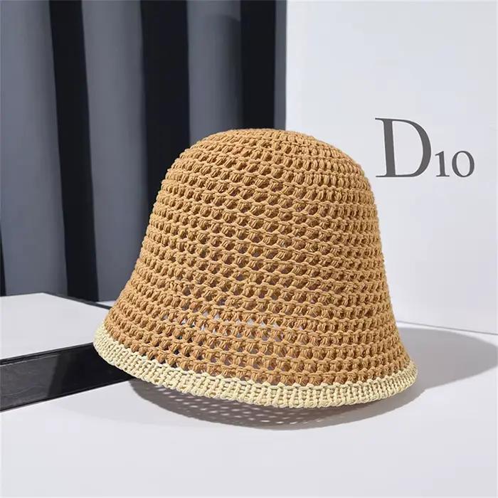 Chapeau de pêcheur simple de style japonais, pliable, tressé, protection solaire, pour femmes, respi