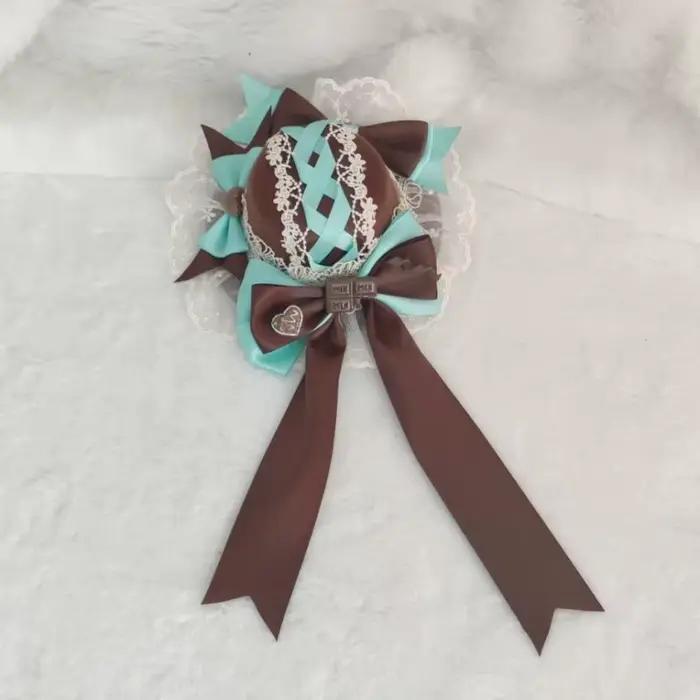 Chapeau plat glamour couleur chocolat menthe Lolita, petit chapeau, accessoire pour cheveux, couvre-