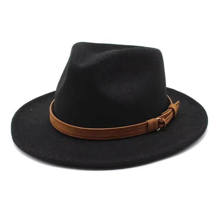 Chapeaux Fedoras en feutre de laine de haute qualité pour hommes adultes, casquette Trilby à la mode