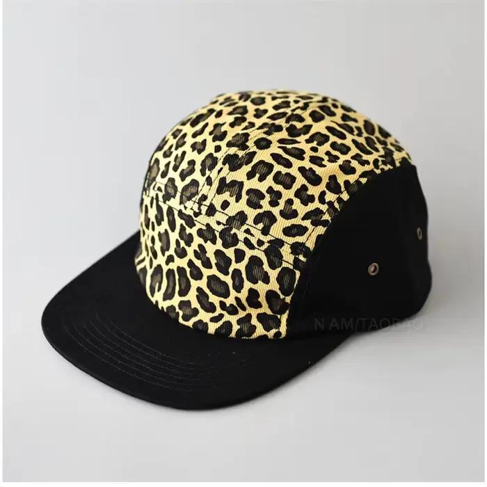 Casquette de baseball rétro à 5 panneaux avec imprimé léopard pour hommes et femmes, idéale pour l'é