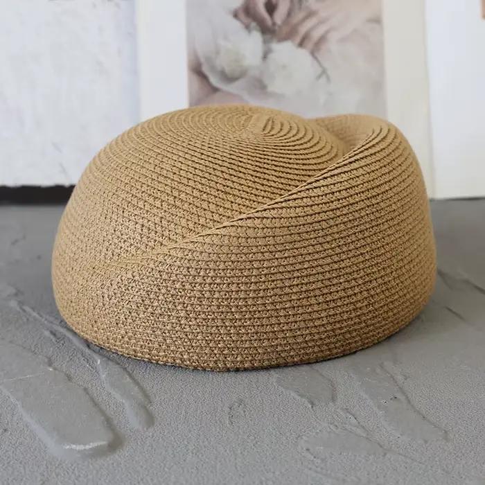 Béret en paille respirant style français élégant pour femmes occassions quotidiennes et de vacances décontracté