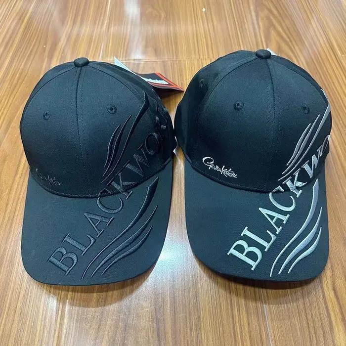 Gamakpetrol-Casquette de pêche noire brodée avec protection UV