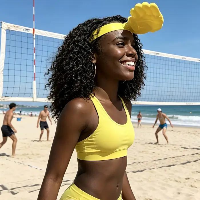 Nouveau et original bandeau chapeau de soleil jaune en forme de main – idéal pour les fêtes sur la plage