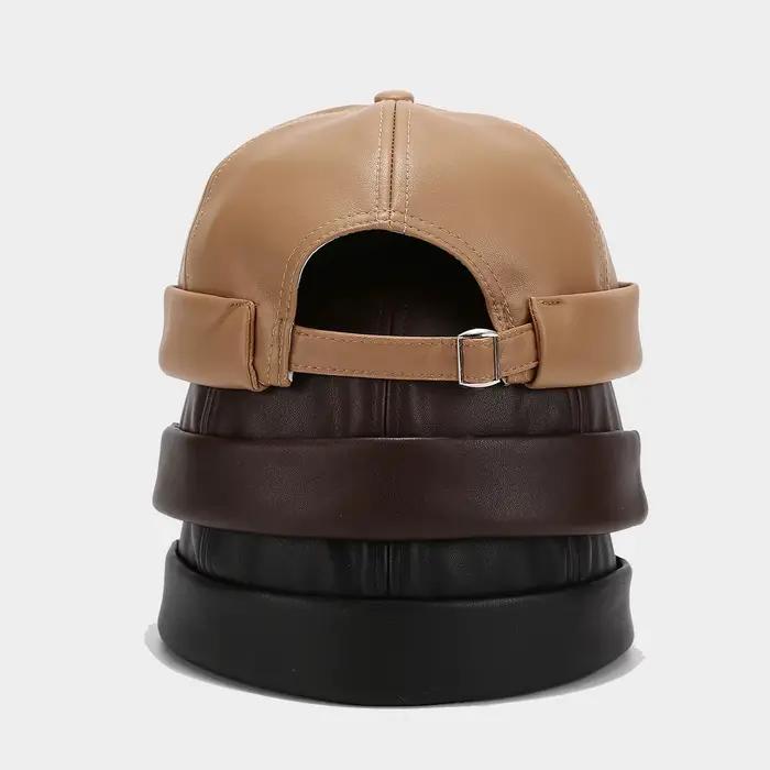 Chapeau de propriétaire en cuir PU de couleur unie pour hommes et femmes