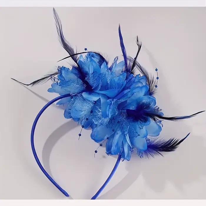 Bandeau à Fleurs en Plumes Accessoire de Cheveux Élégant pour Fête d'Halloween Diadème de Mariée et Chapeau Fascinateur pour Femmes Occasions Spéciales