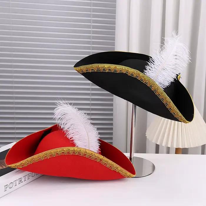Chapeau de pirate à plumes rétro accessoire cosplay pour adultes occasions spéciales halloween carnaval