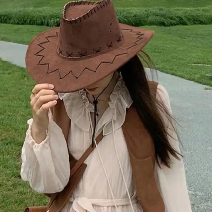 Chapeau de cowgirl tendance polyester pour femmes accessoire de mode et de décoration pour fêtes et anniversaires