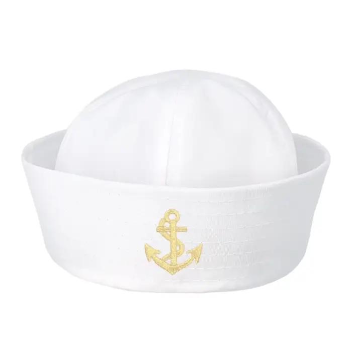 Chapeau de Marin Blanc pour Adultes, Costume de Capitaine, Casquette Nautique, Décoration pour Halloween, Spectacle, Cosplay, Été