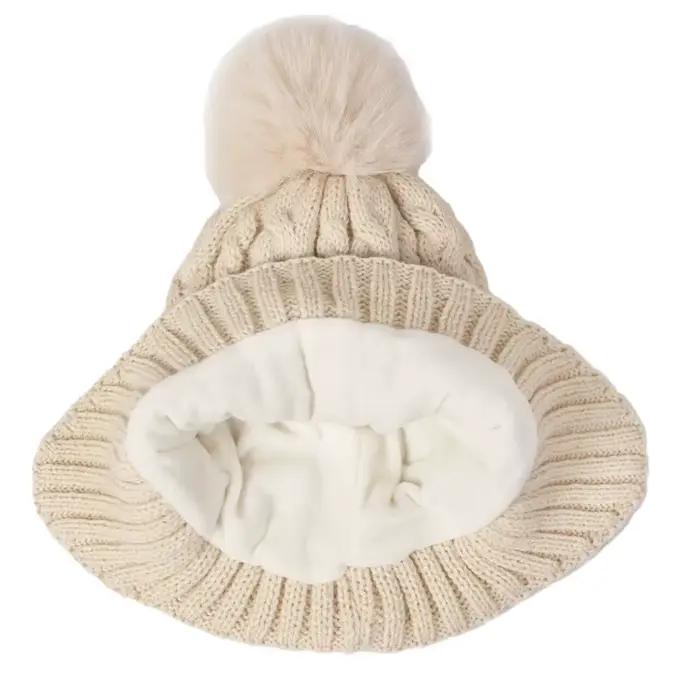 3 pièces enfants tricoté chapeau écharpe gants ensemble doublure polaire chaud