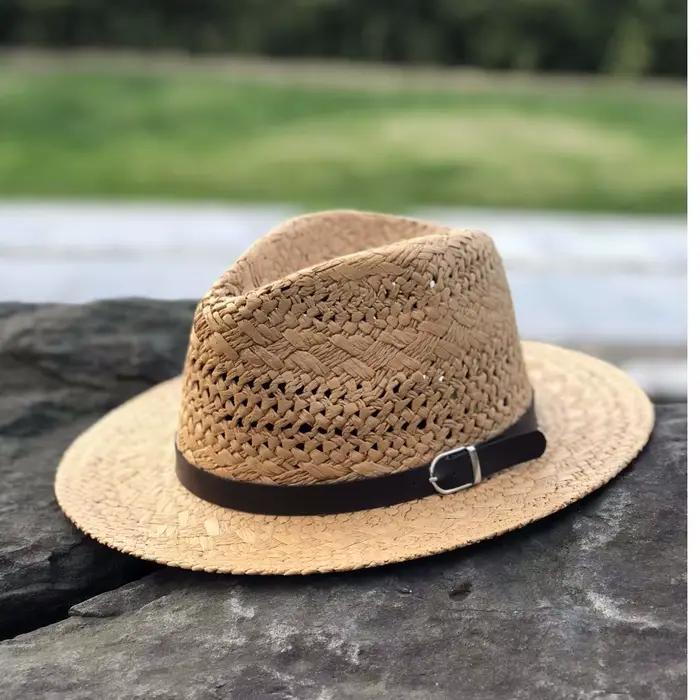Chapeau de Cowboy en Paille Creuse pour Homme et Femme