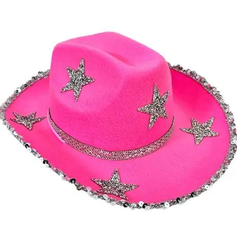 Chapeau occidental à paillettes de diamant pour femmes