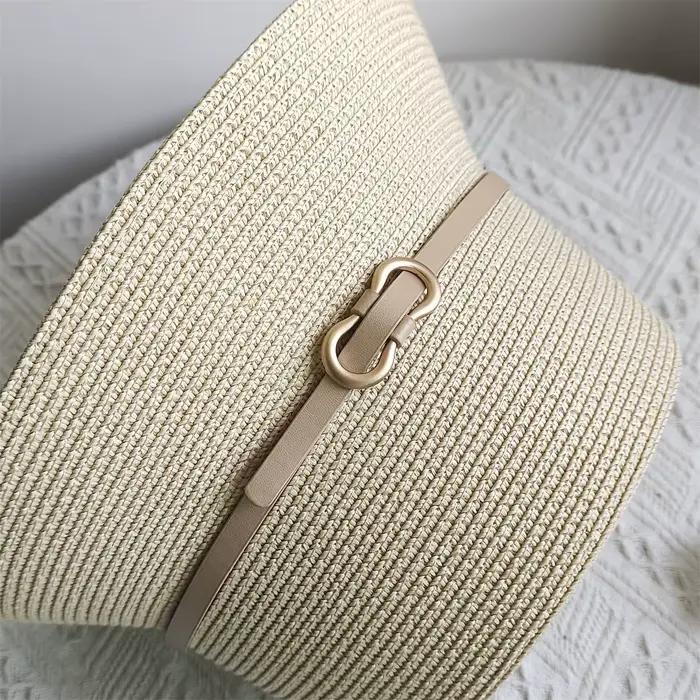 Chapeau de paille de plage résistant aux UV pour femmes et hommes, style sportif, 12 couleurs, adapté aux balades et aux vacances estivales