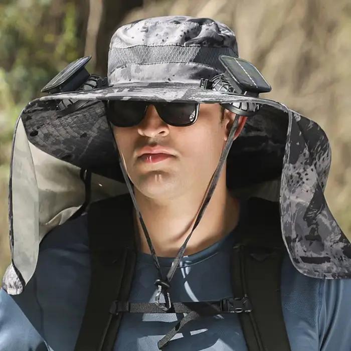 Chapeau de ventilateur solaire avec rabat de cou