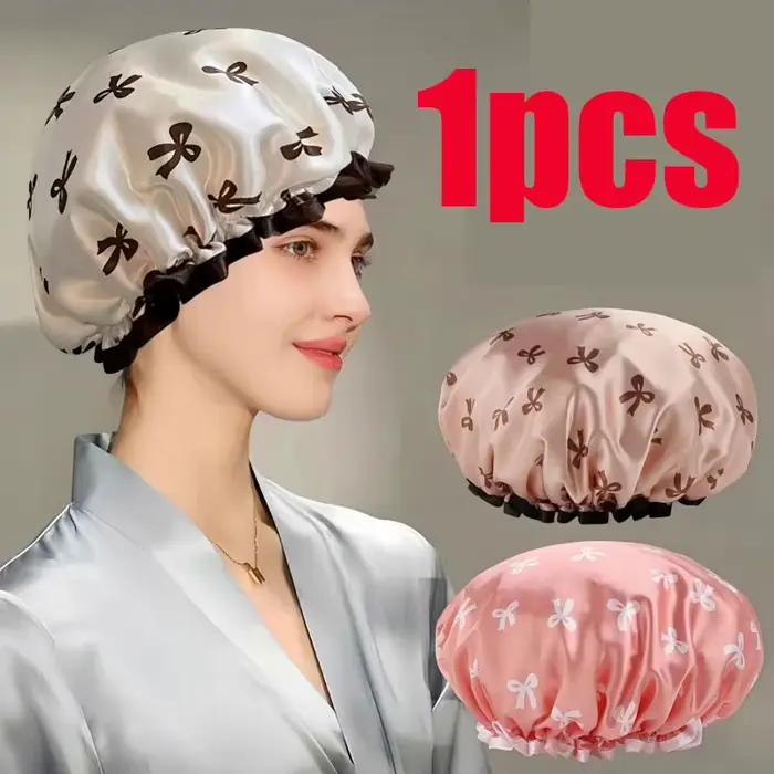 1 bonnet de douche double couche imperméable réutilisable imprimé pour femmes