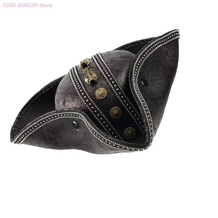 62KE chapeau Pirate en PU marron pour femmes hommes