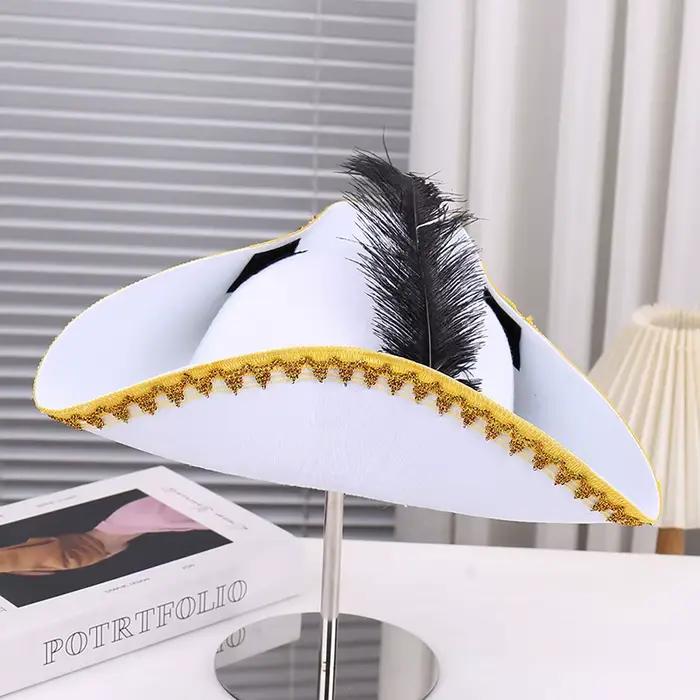 Chapeau de pirate à plumes rétro accessoire cosplay pour adultes occasions spéciales halloween carnaval