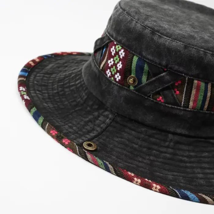 Chapeau de randonnée ethnique rétro délavé pour enfants